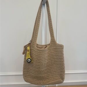 The Sak Tan Shoulder Bag with Woven Design